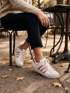 Adidas superstar white and rose gold.